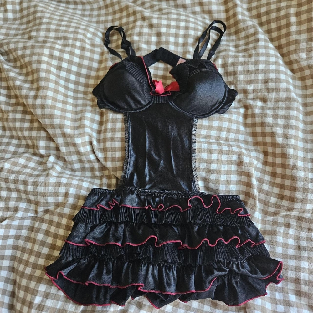 Black and Red Ruffled Lingerie